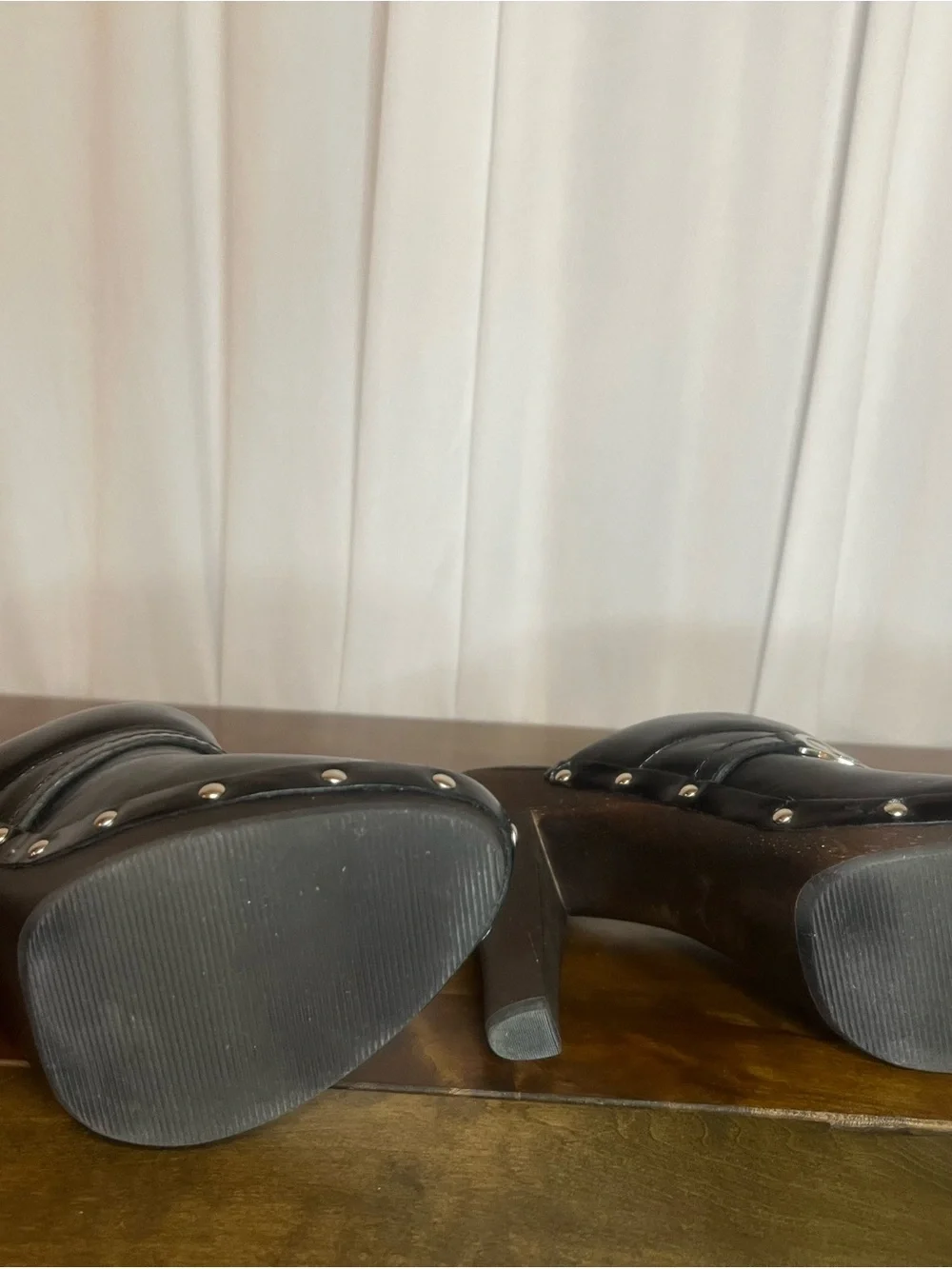 Michael Kors Black Patent Slip-On Sandals with White Logo